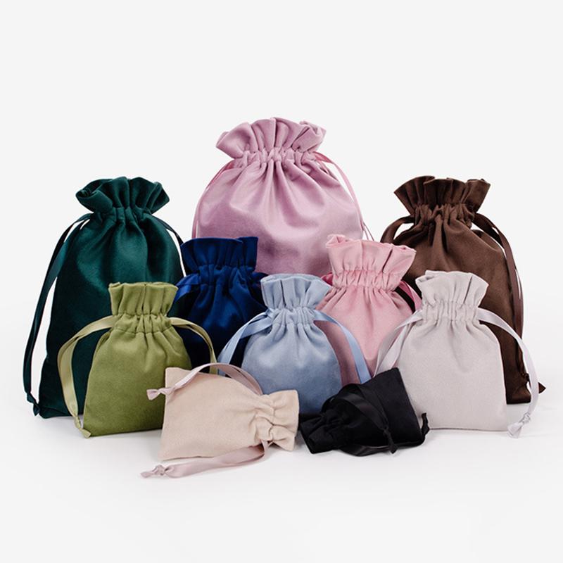 Luxury Velvet Drawstring Pouch Jewelry Storage Gift Wrapping Bag Reusable Dust-proof Bags for Party Favor Wedding Gift