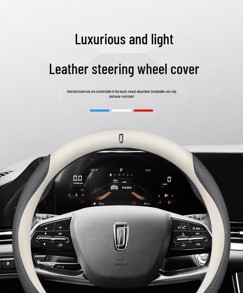 Besturn Genuine Leather & Suede Steering Wheel Cover for B70S, T99, T77, T33, E01, T55, B30