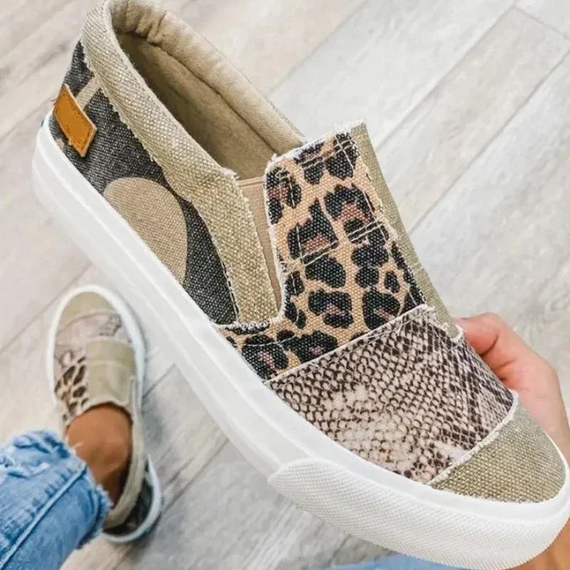 Fashion Leopard Print Women Vulcanized Shoes 2025 Trend Women Canvas Shoes Casual Walking Sneakers Designer Womens Casual Footwear Tenis