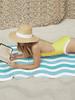 Beach Towel Teal Nautical Waves Bath Pool Towels Lines Striped Absorbent Beach Towel Soft Large Quick Dry Lightweight Camping