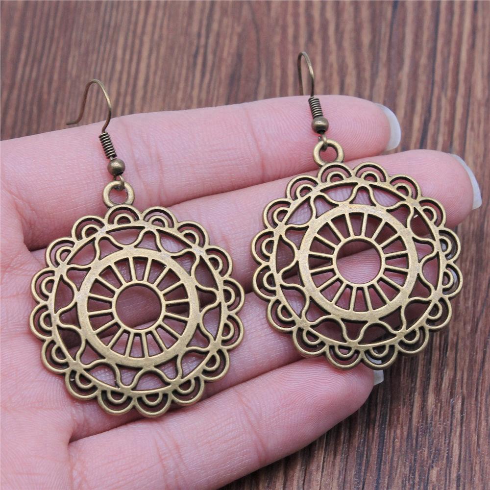 Hängeohrring Pflanze Blume des Lebens Minimalistischer Schmuck Komponenten Ohrringgröße 18x19mm QE020