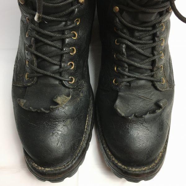 Vintage 70s-80s HATHORN Leather Lace-Up Boots Black Size 11D Whites Line Men's(USED)