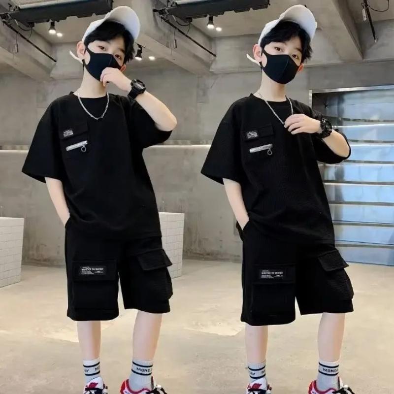 Children s Clothing Boys Summer Outfit Set Summer Boys Sportswear Medium To Large Children s Summer Thin Cool Handsome Trendy 120