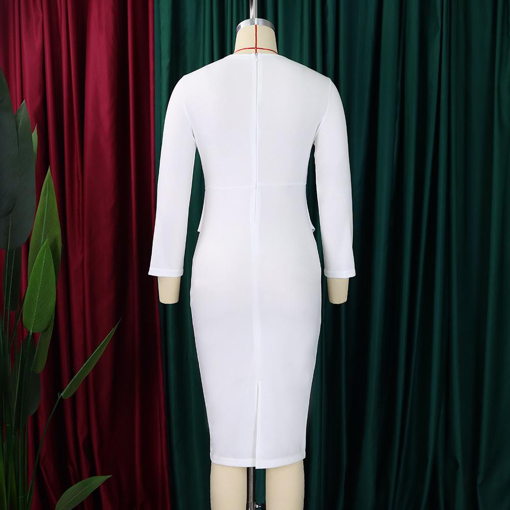 IHUASU женское осеннее однотонное зимнее элегантное офисное платье с длинным рукавом — фото 7