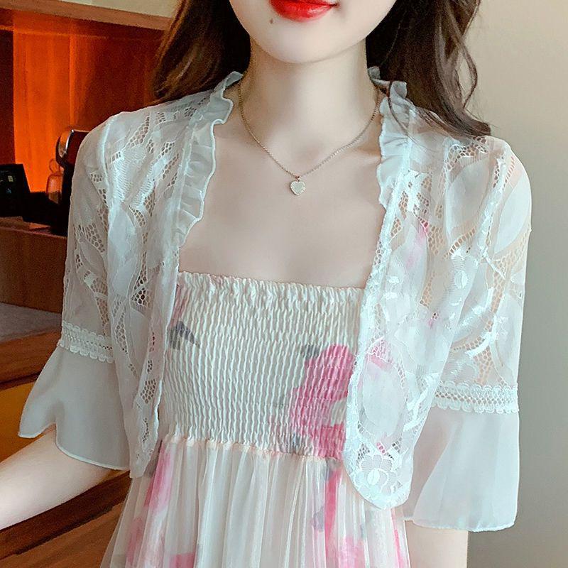 Women's Versatile Lace Bell Sleeve Summer Cardigan - Lightweight Sun Protection Shawl