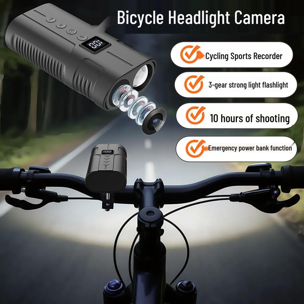 HD Sportkamera Fahrradscheinwerfer: Outdoor-Radfahren, Mountainbike, Straßenrekorder, Taschenlampenkamera