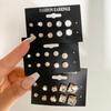 Retro Heart-Shaped Zirconia Crystal Stud Earrings Set - 12 Pairs