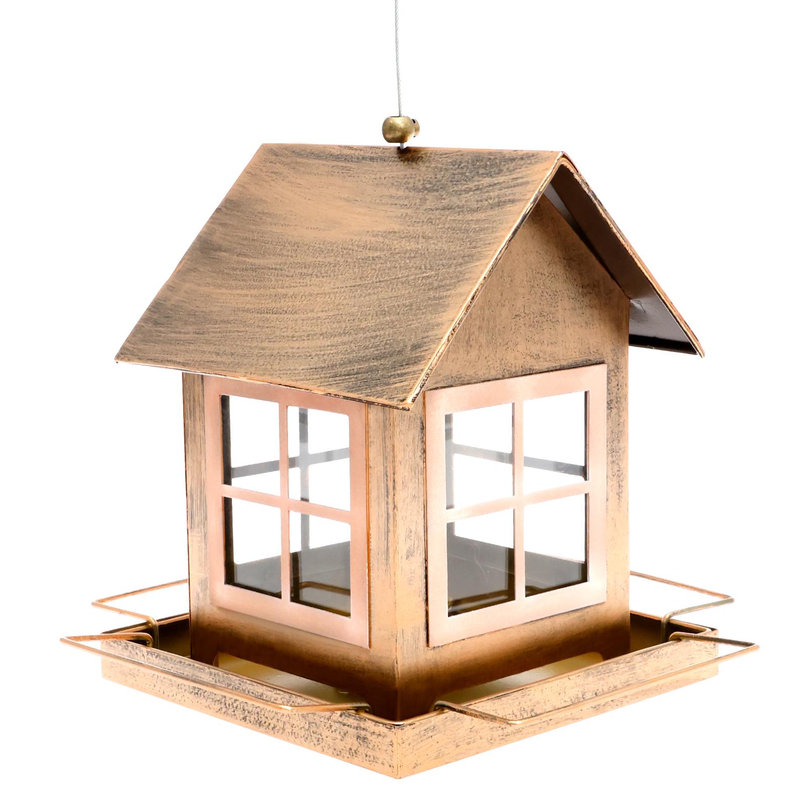 

Кормушки для птиц для подвешивания на улице, металлические в форме домика, кормушка для диких птиц большой вместимости, диспенсер для корма для сада, двора