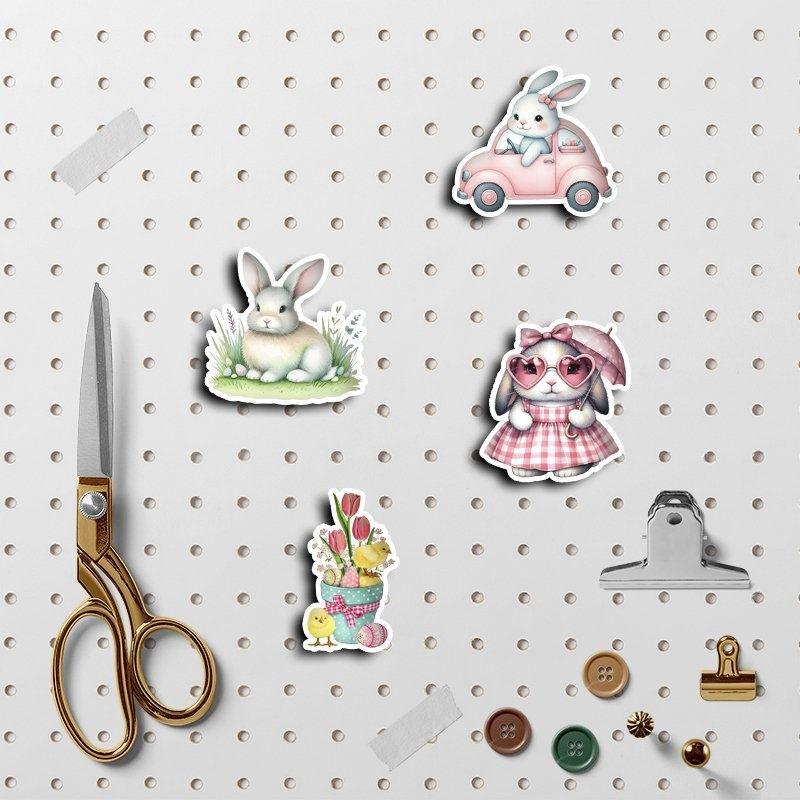 60Pcs Cute Easter Bunny Stickers, Cartoon Aesthetic Waterproof Decals for iPad, Phone Case, Laptop, Journal DIY Decor