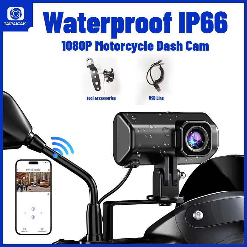1080P Full HD Motorcycle Dash Cam Built-in WiFi IP66 Waterproof Shockproof Professional Riding Safety Recorder