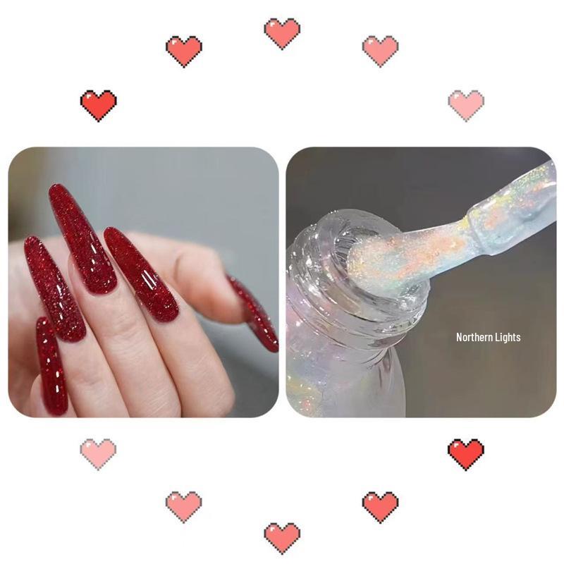 Wine Red Glitter Peel-Off Nail Polish - Long-Lasting Shiny Crystal Burst, 2026 New Internet Celebrity Favorite