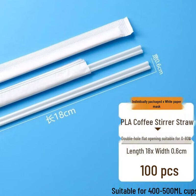 Biodegradable PLA Individually Wrapped Straws & Stirrers 100 Count