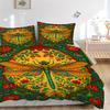 3PCs Dragonfly, Floral Pattern Design Cover Set, Breathable Fabric, Machine Washable (1 Duvet Cover + 2 Pillowcases) (Without Quilt) yy250911177
