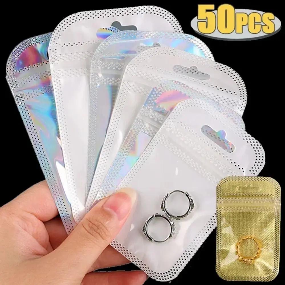 50Pcs Earrings Rings Display Self Sealing Bags Pouch Thicken Plastic Organizer Bag Resealable Transparent