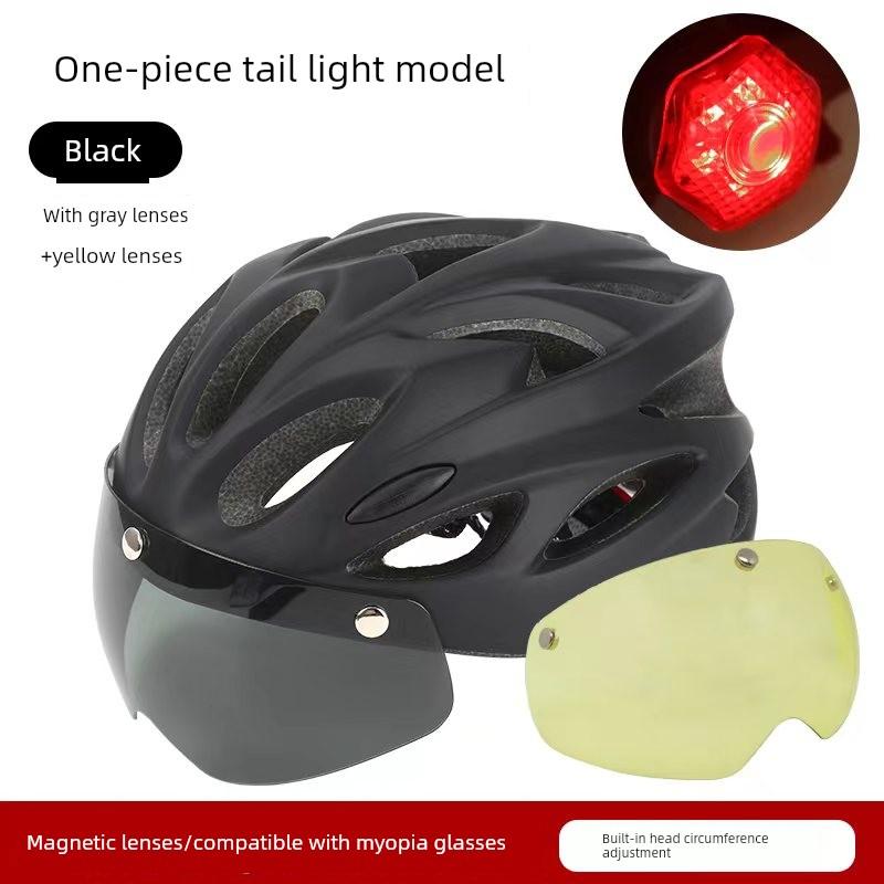 High-Quality Matte Cycling Helmet with Night Warning Tail Light, Suitable for Delivery Riders, Detachable Visor, Unisex