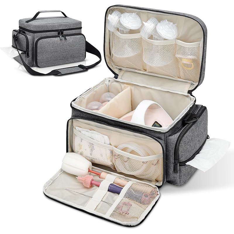 Breast Pump Bag Fit for Spectra S1 and S2, Pumping Bag with Waterproof Mat for Pump Accessories, Portable Pump Carrying Case for Work, Travel and