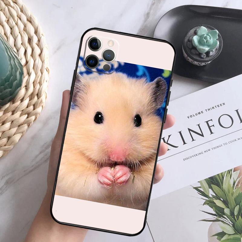 Cute Adorable Hamster Soft Case For iPhone 16 Pro Max 13 12 Mini XS Max X XR 11 15 Pro Max 14 Plus Back Cover
