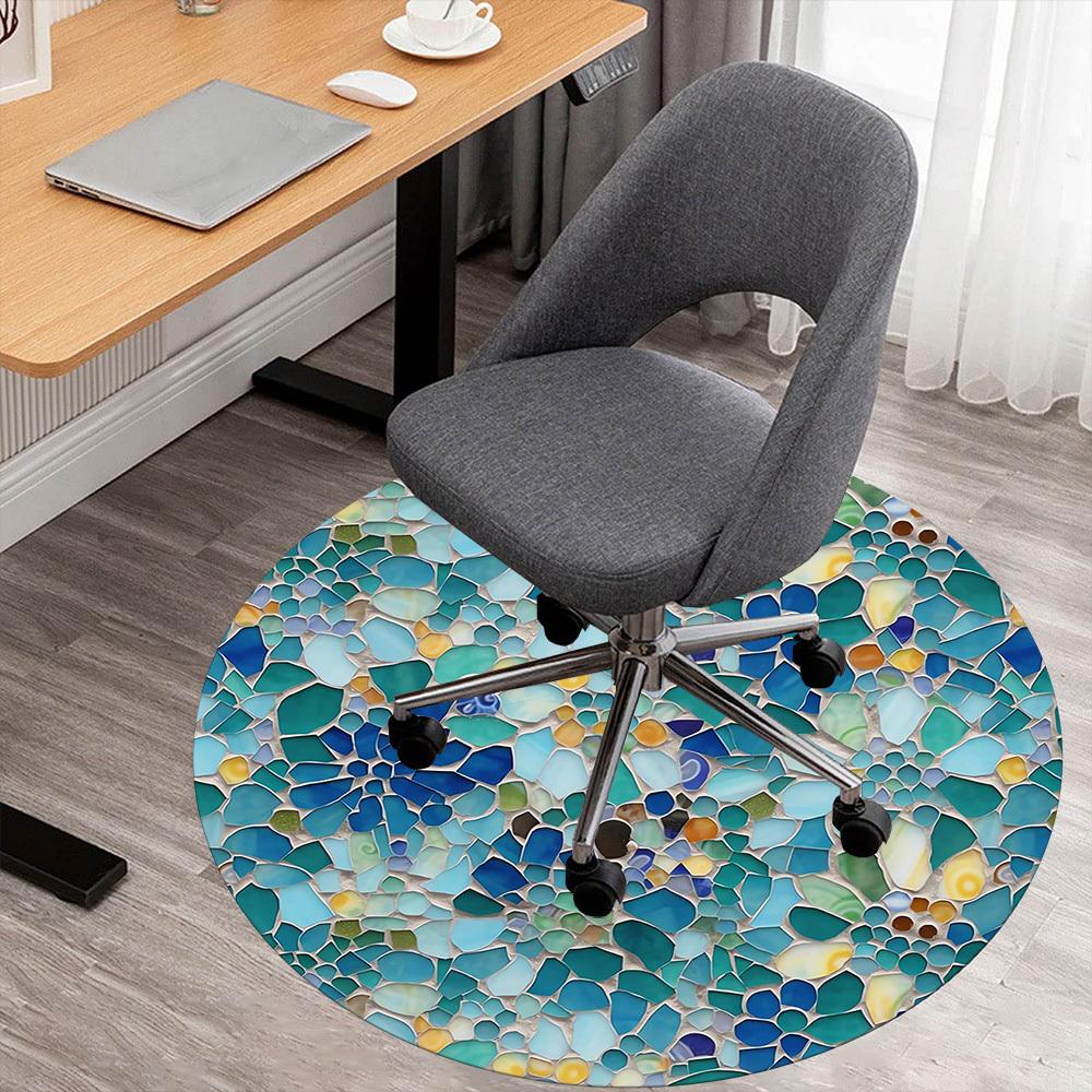 1pc mosaic art Round Chair mat Area Rug - Non-Slip, Floor Mat for Office, Bedroom, and Indoor Decor c1118146