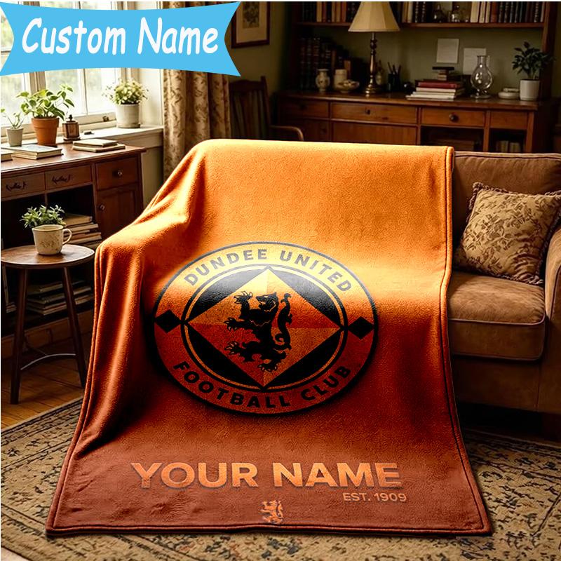 Custom Name Dundee United Crest Design Blanket Bedding Blanket for Women Men, Soft Throw Blankets for Couch,Bed, picnic, Christmas gifts