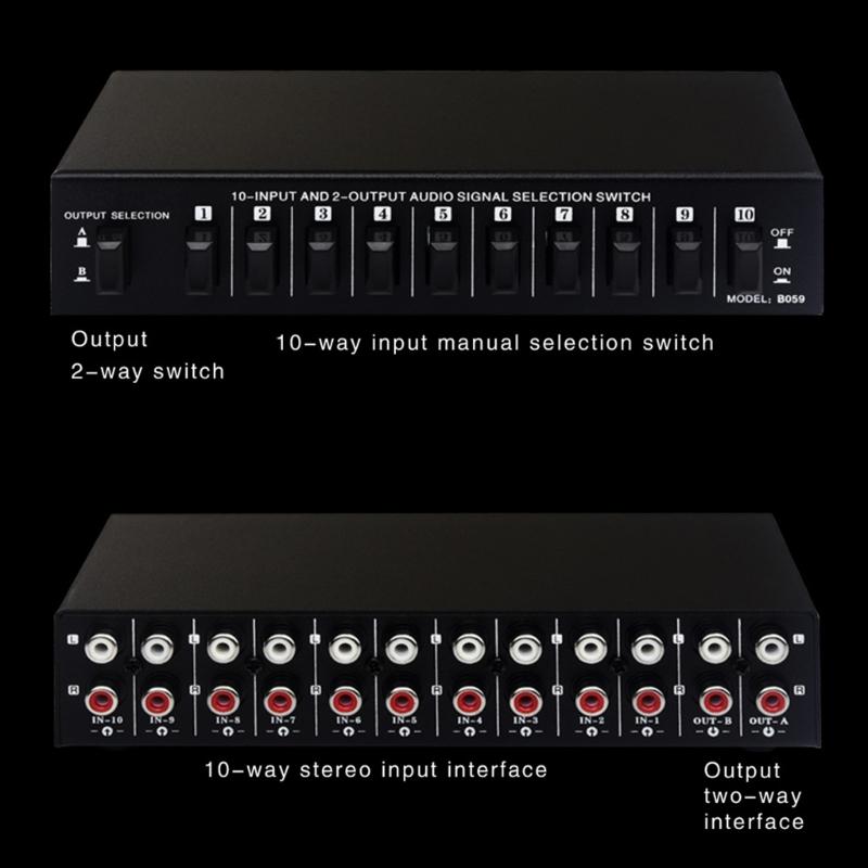 10 in 2 out/2-In 10-Out Sound Signal Selection Switcher Switching Comparator Double Way Easy Switching 10Hz-50KHz