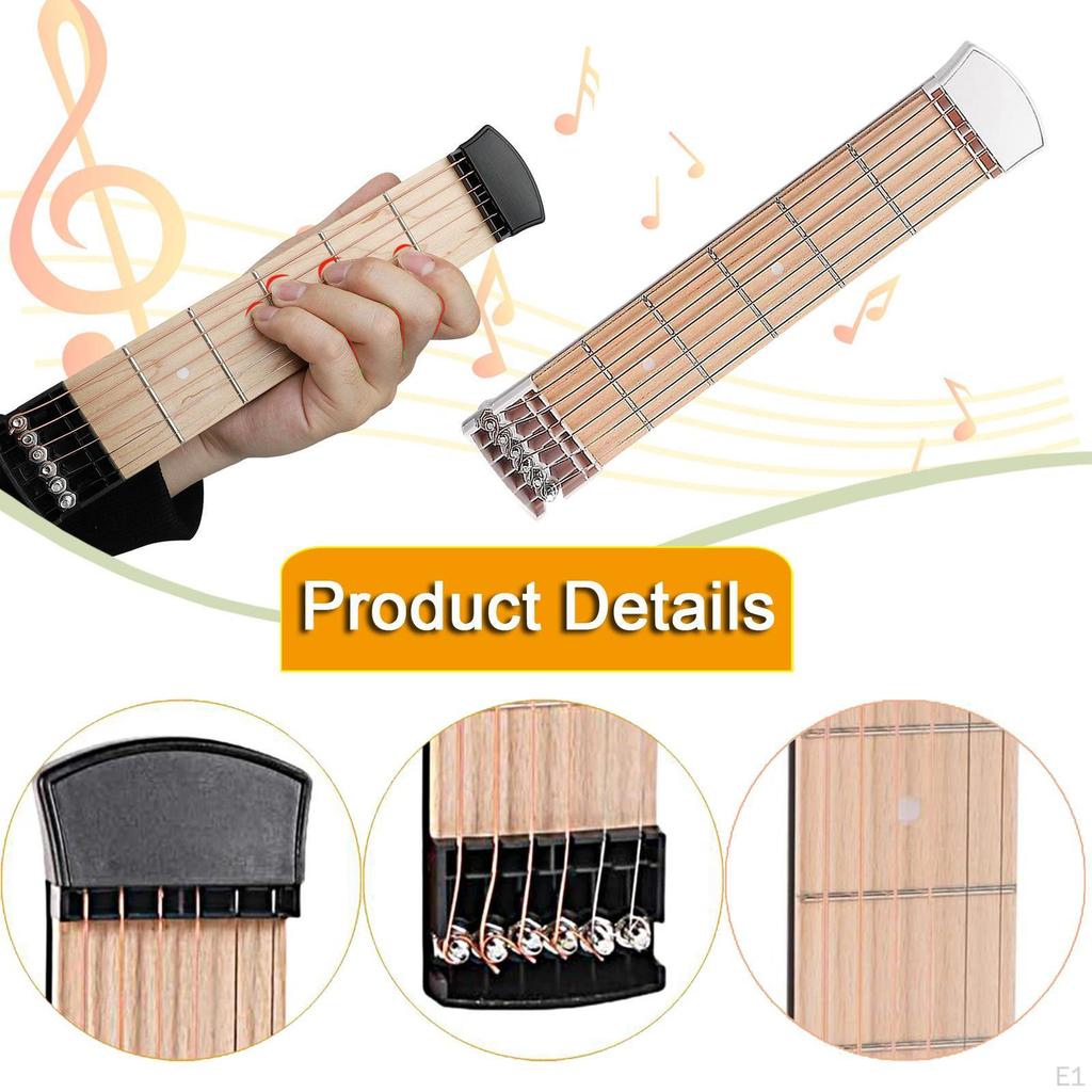 Pocket Guitar Practice Tool Easy To Use with Velvet Pouch for Kids Adults Portable Neck 6