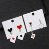 2 Pairs Trendy Clock Poker Card Drop Earrings Asymmetric Ear Accessories Stylish Earwear for Festivals and Gatherings