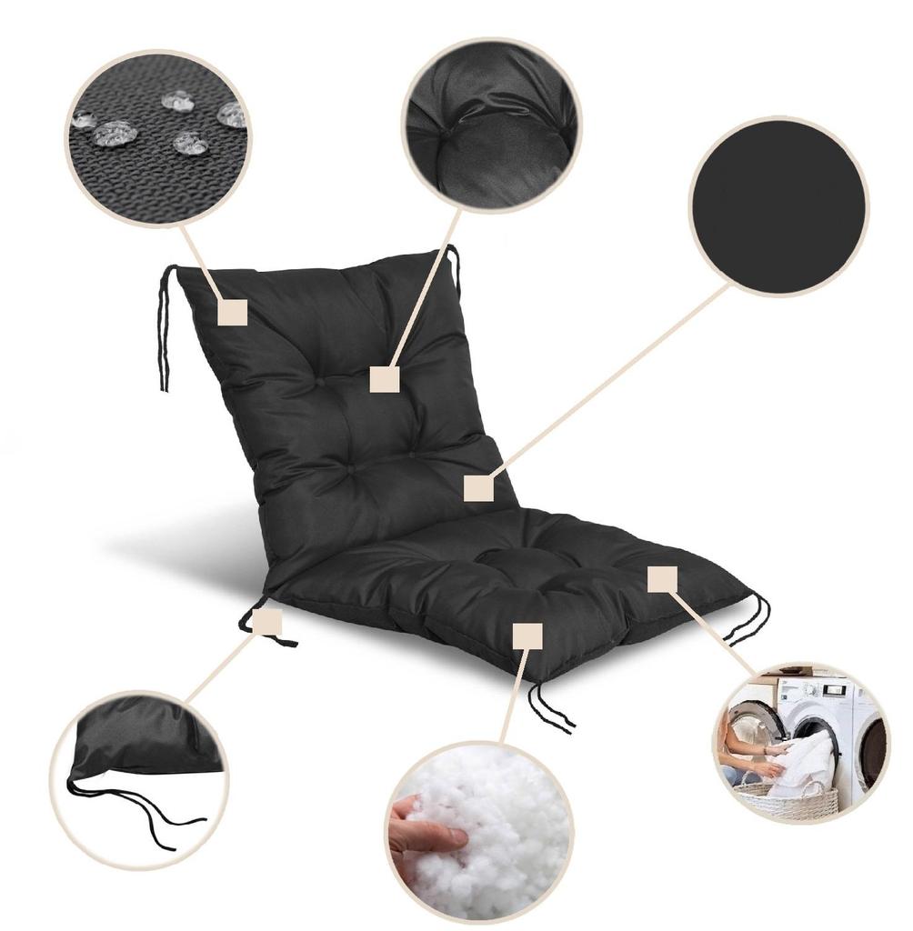 Polštář na zahradní židli, voděodolný, svázaný provázky, 50x50x50 cm, 6 BAREV