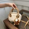 Fashion Stitching Texture Faux Leather Handbag, Trendy Women's Shoulder Crossbody Bag, Small Square Purse with Pendant