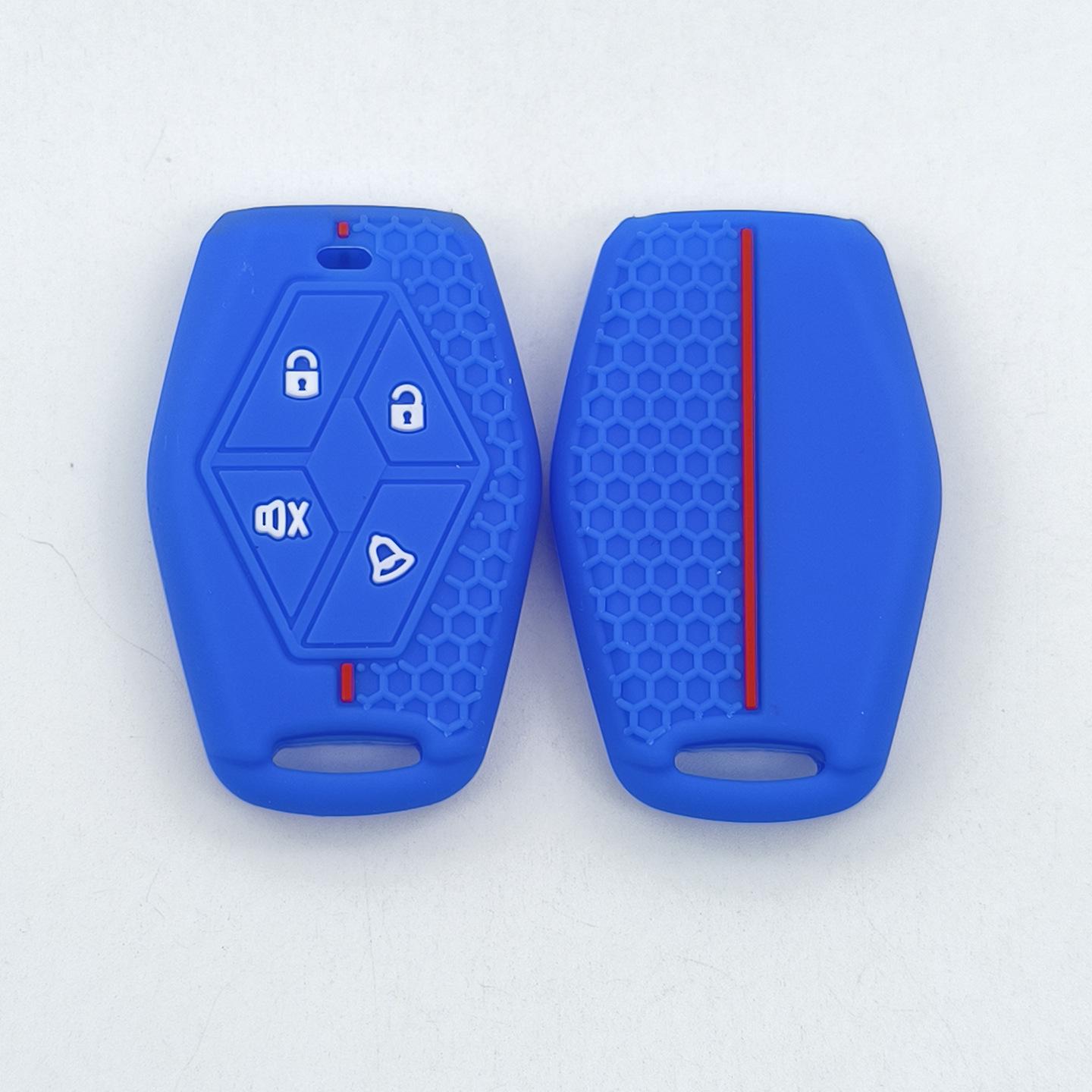 

Waterproof Silicone Cover for Renault 4-Button Car Remote: Anti-drop Protective Case темно-синього кольору