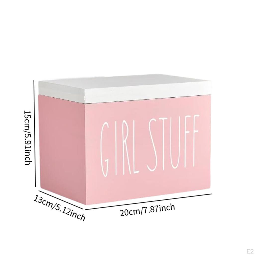 Bathroom Storage Box for Feminine Products with Lid Wooden Organizer