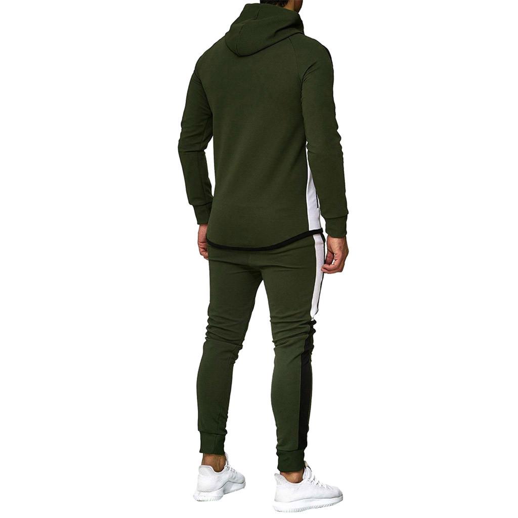Mens  Gradient Zipper Print Sweatshirt Top Pants Sets Sport Suit Tracksuit
