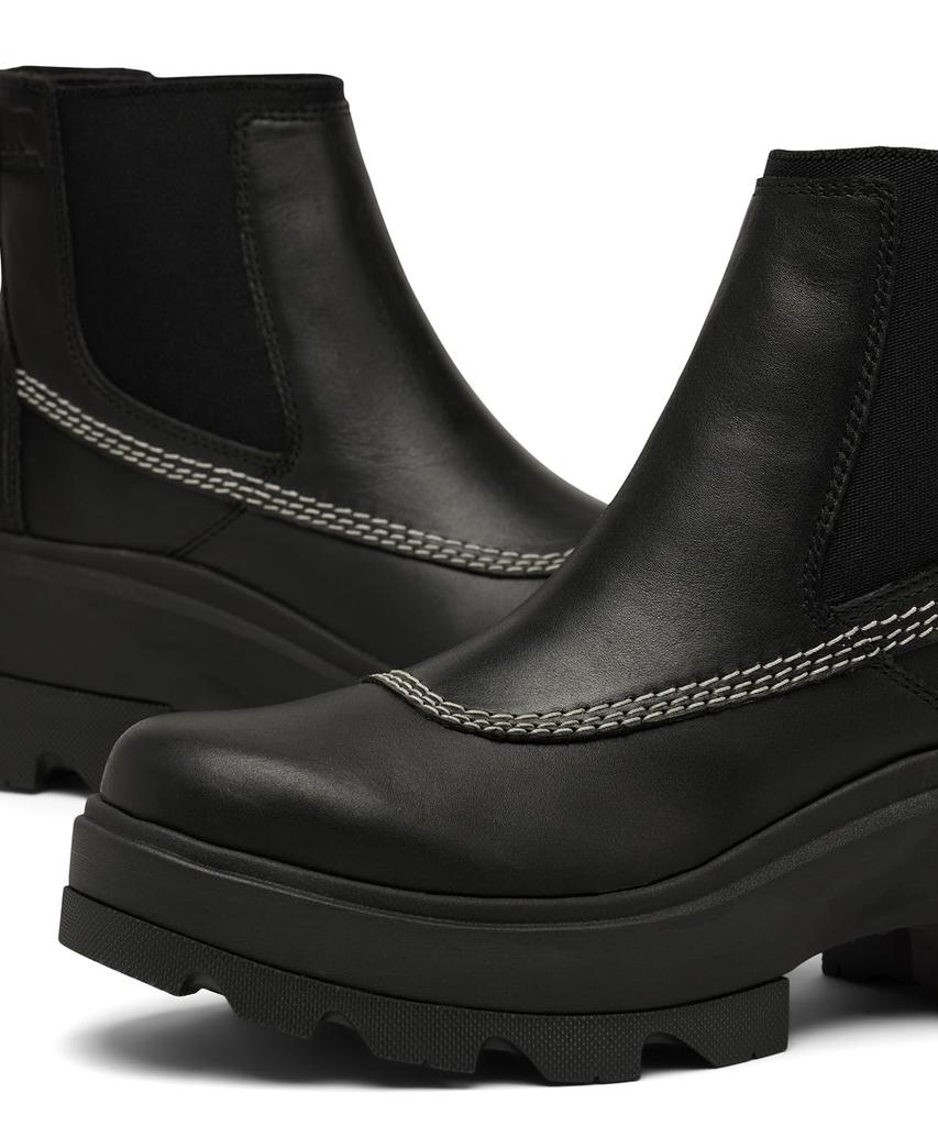 [Sorel] Joan Forward Chelsea Boots for Women, 24.5cm, Black, Bleached Ceramic