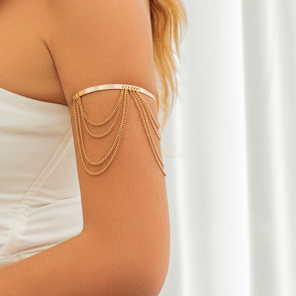 ins wind butterfly fringed open arm bracelet female, personalized metal U-shaped chain arm chain jewelry