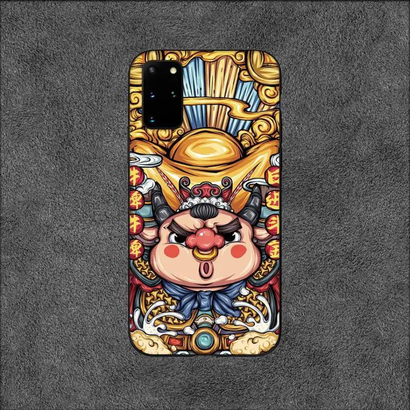 Elements of Chinese Style Lucky Money Cat Phone Case For Samsung Galaxy S10 S20 S21 Note10 20Plus Ultra Shell