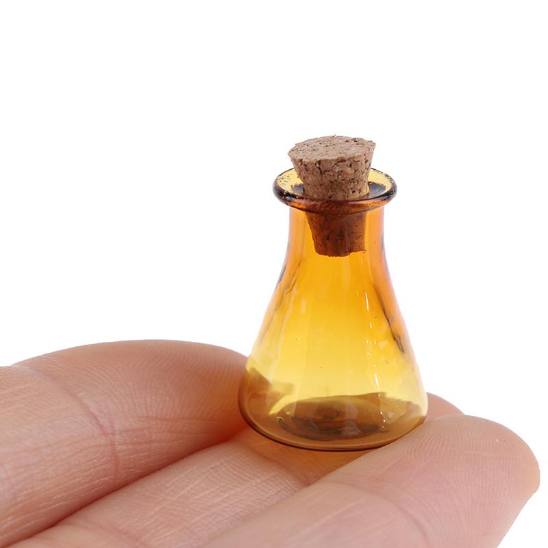 2Pcs Mini Glass Color Bottle Wishing Bottle Tiny Jars Vials Mini Storage Bottle