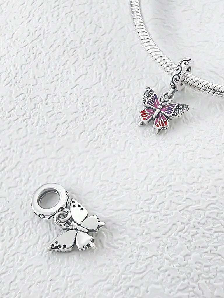 Charms Silber Kupferfarben Bunte Schmetterlinge Perlen Charm Anhänger Für Original Armband Für Frauen DIY Schmuck Liebesgeschenk