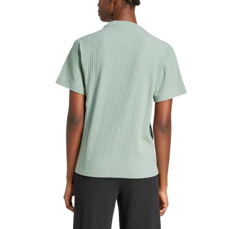 Adidas Originals Essentials Solid Color Crew Neck Short Sleeve Regular T-Shirt Women Tops Green JD1490