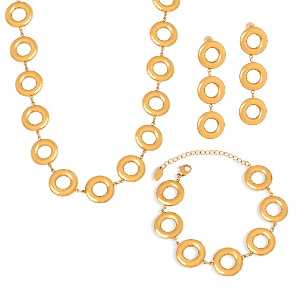 Modern Geometric Gold-Plated Titanium Steel Bracelet & Earring Set