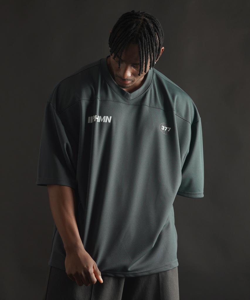 PHERMENON Oversized Rugby Jersey Short Sleeve - Charcoal Green