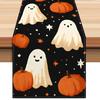 1pc Black Halloween Table Runner with Ghost Pumpkin Pattern Dustproof Durable Tablecloth for Halloween Kitchen Dining Decoration