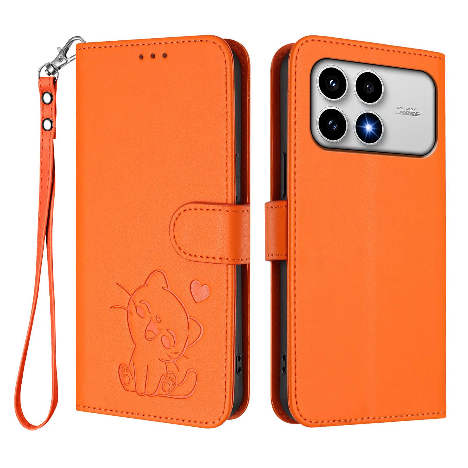 

For Xiaomi Redmi K90 5G Wallet Case with Wrist Strap Love Cat Pattern Imprint Leather Phone Cover