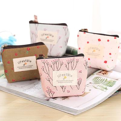 New Korean Pastoral Floral Coin & Key Pouch - Cute Mini Change Purse