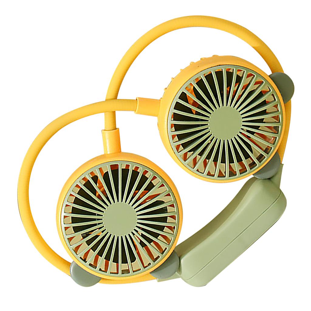 Portable Neck Fan Bendable Wearable USB Rechargeable Hand Free Mini Hanging Fan for Office Travel Yellow