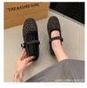 Fashion Women Flat Shoes Vulcanize Designer Loafers Diamond Rivet Mary Jane Shoes Woman Studded Crystal Women Flats Ballet Lolita Shoes