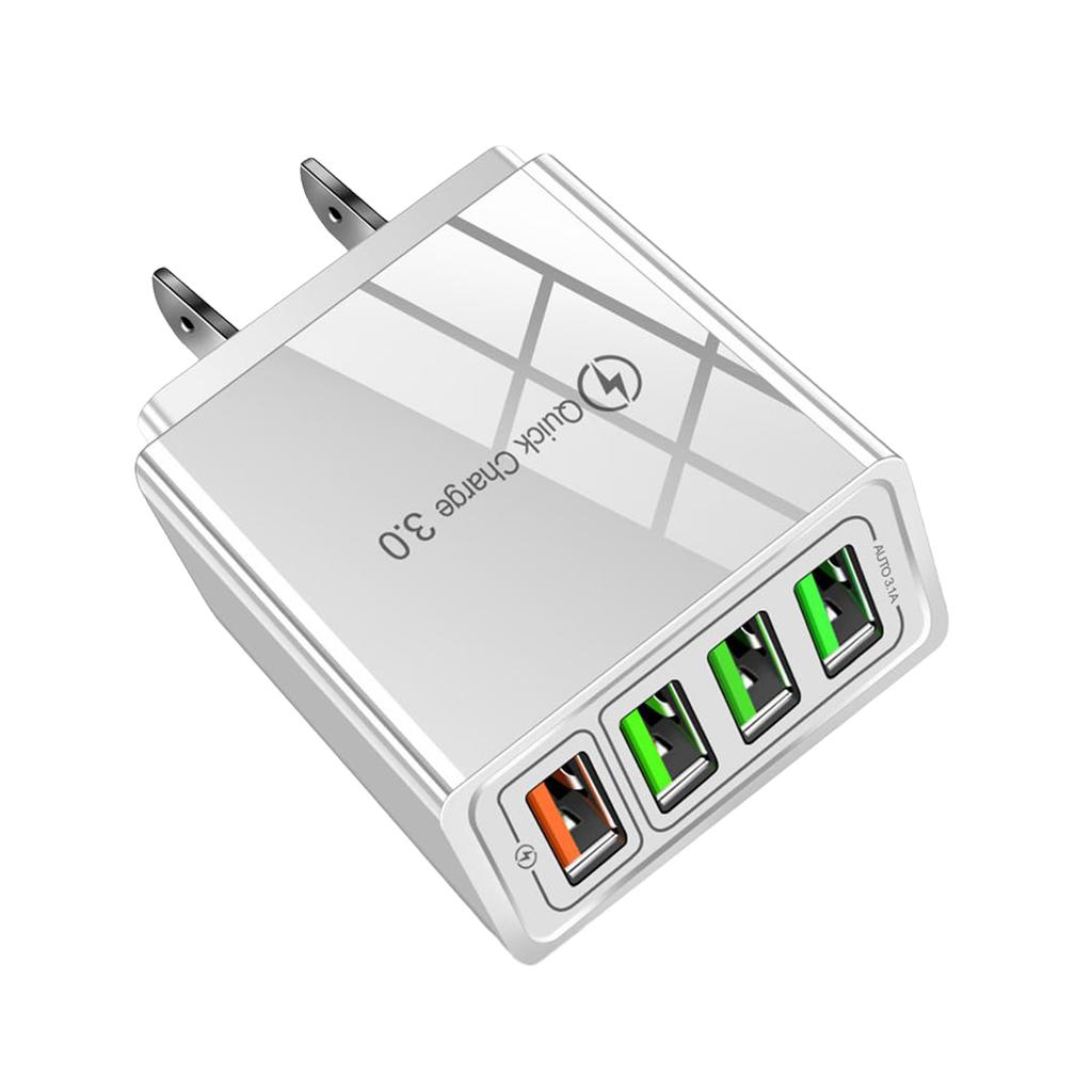 4-Port Fast Charger Quick Charge 3.0 Fast Charging Block Phone Charger Adapter for Smartphones Tablets