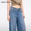 MISS SIXTY Women's 2025 Summer Retro Acetate Blend Slit Wide-Leg Jeans