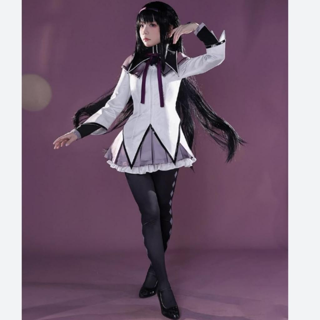Akemi Homura Cosplay Costume Fighting Uniform Stockings  Akemi Homura Outfits