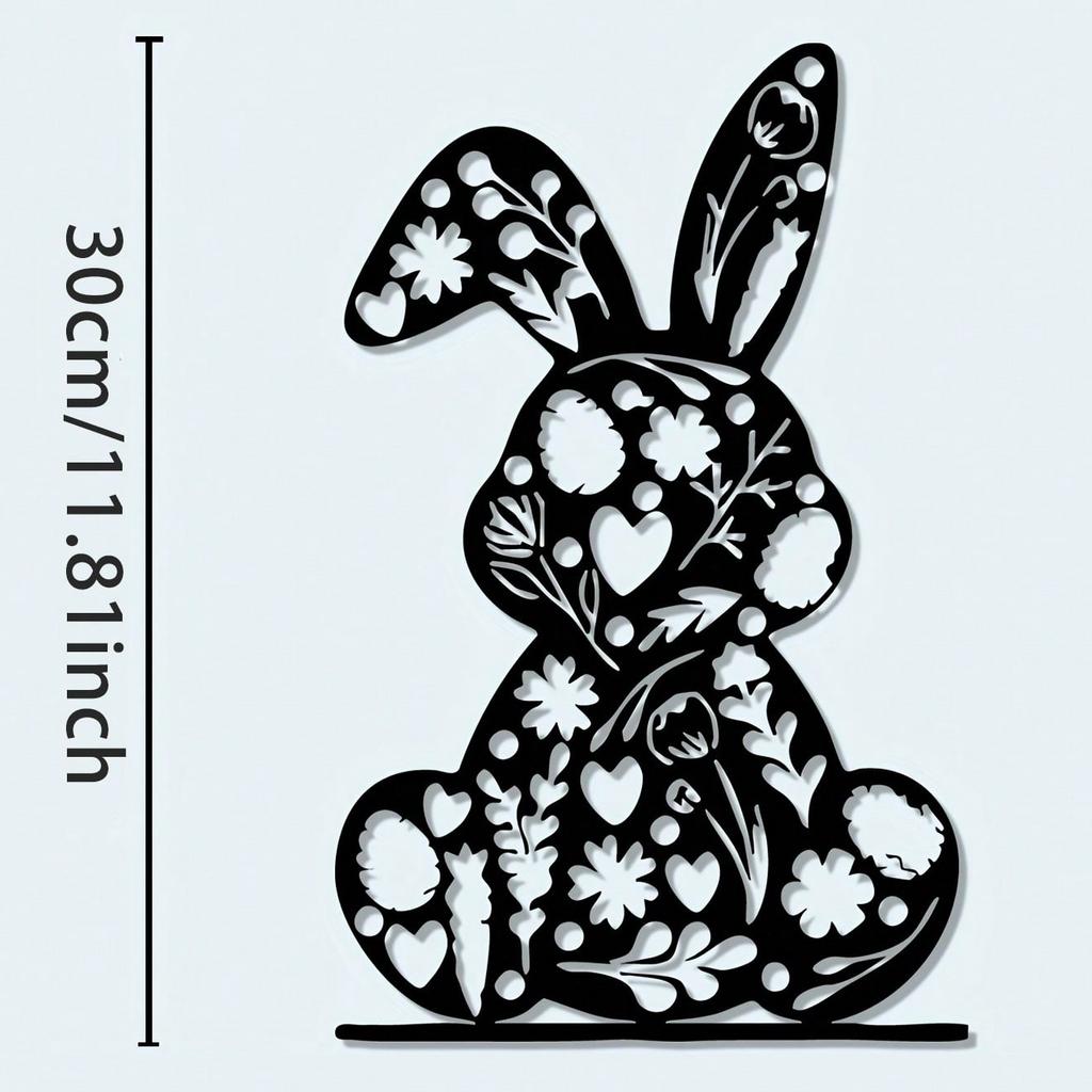 Iron Wall Art Retro Rabbit and Love Metal Floral Decor Easter Christmas Gift for Couples Home Bedroom Courtyard
