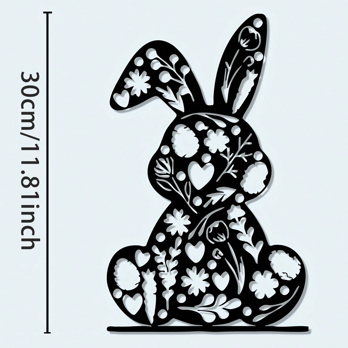 

Iron Wall Art Retro Rabbit and Love Metal Floral Decor Easter Christmas Gift for Couples Home Bedroom Courtyard 19x30