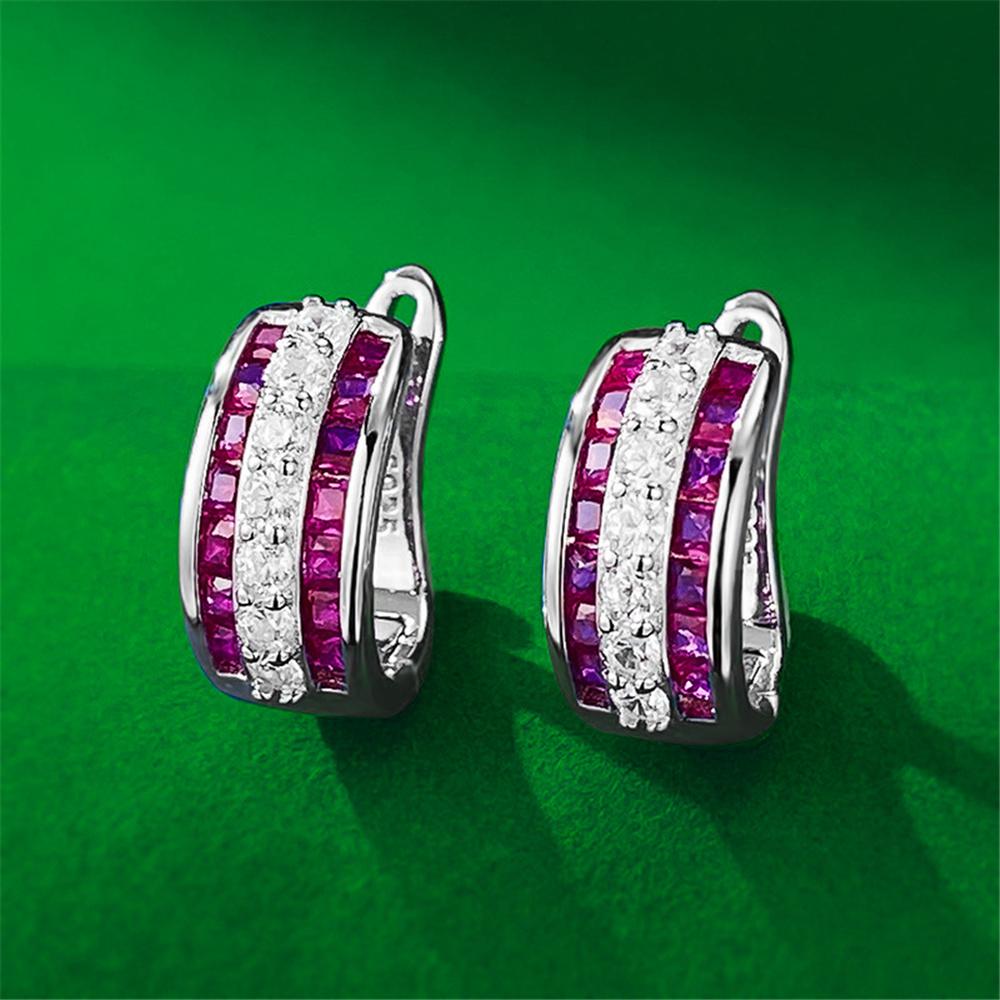 Милые Женские Серьги-Кольца Круглые с Белым и Синим Цирконом Серебристого Цвета Свадебные Украшения Для Женщин